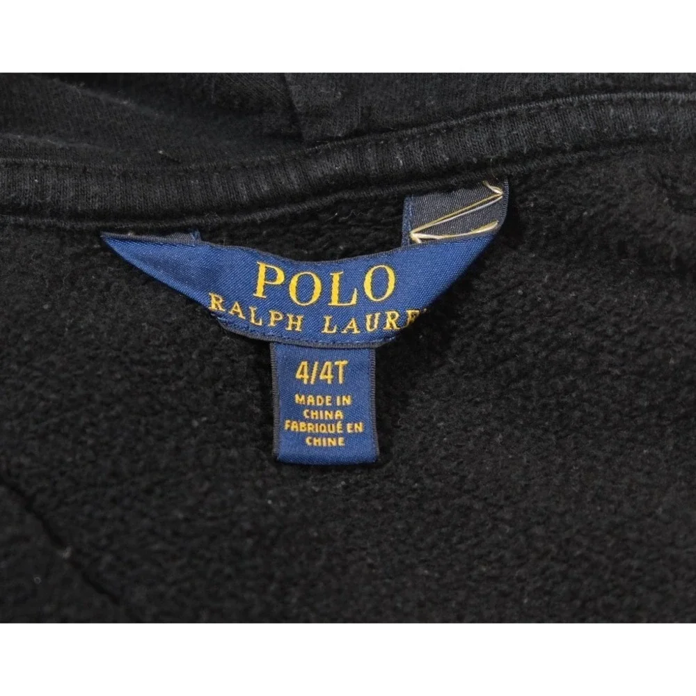 Polo Ralph Lauren‎ Hoodie Kids 4T Black Full Zip Pony Logo Fleece Sweatshirt